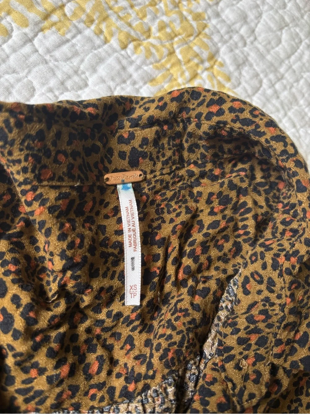 Free People Celia Tie-Front Blouse leopard print